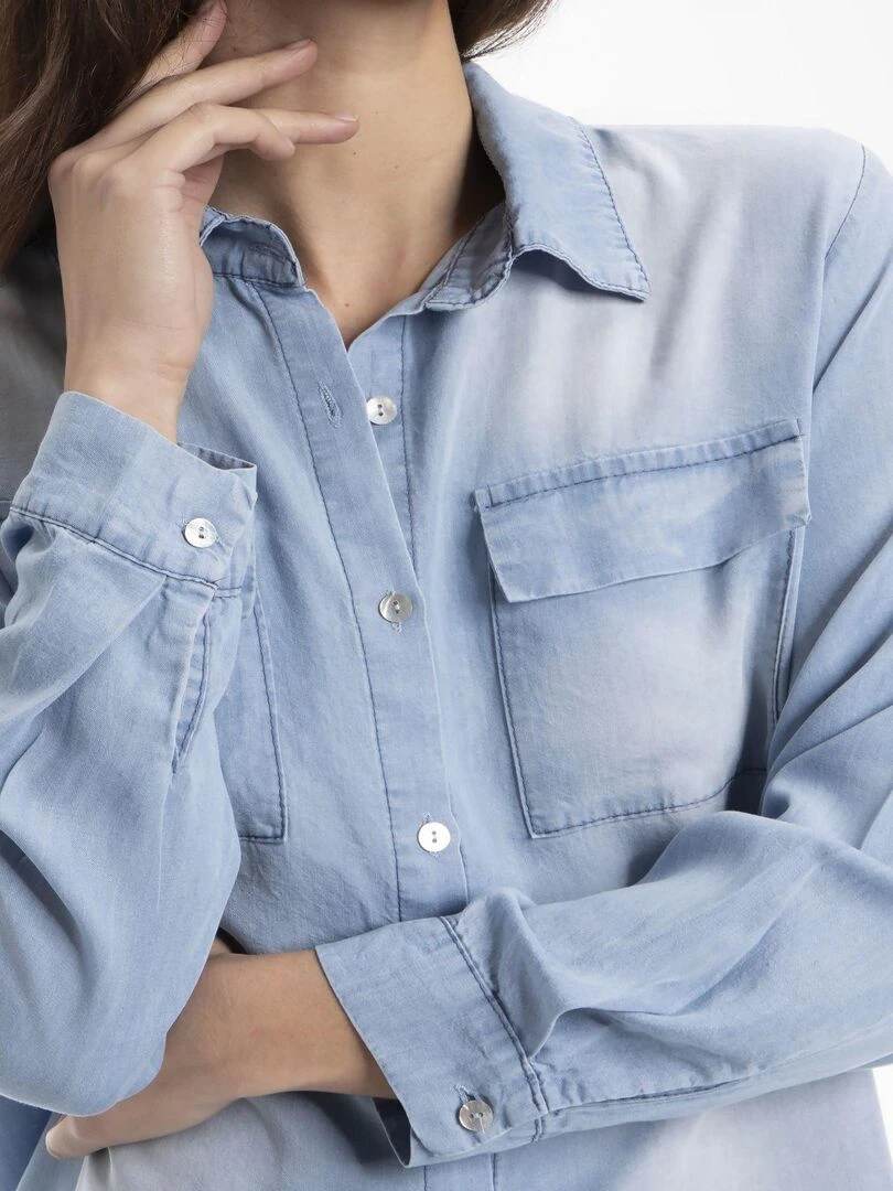 Chemise col italien CHANY   Gérard Pasquier   Bleu clair