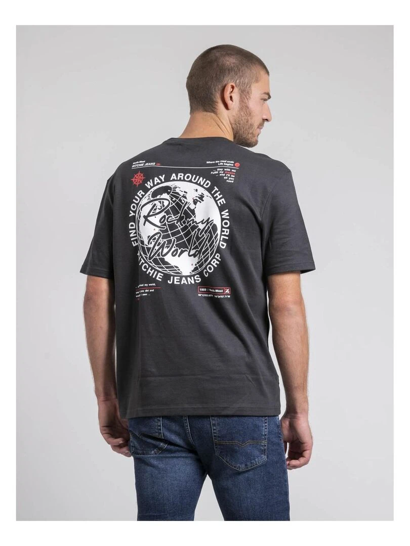 T shirt col rond oversize pur coton JOHART Gris
