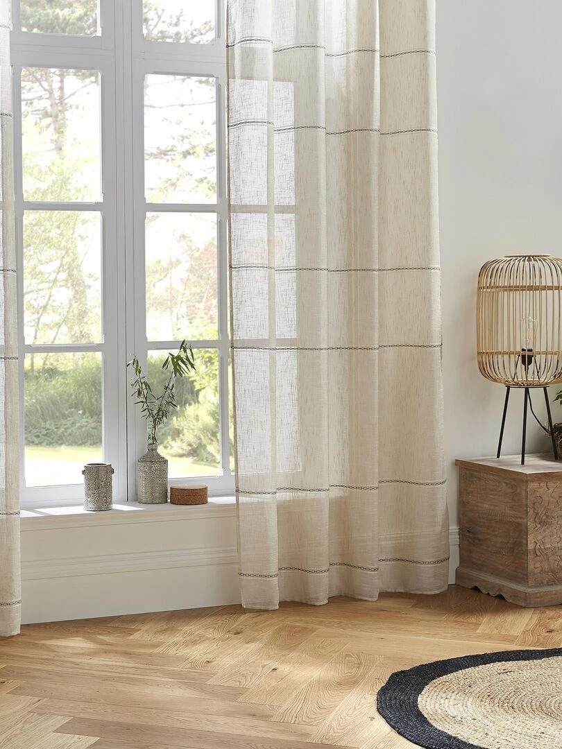 Voilage avec lignes ajourées Beige