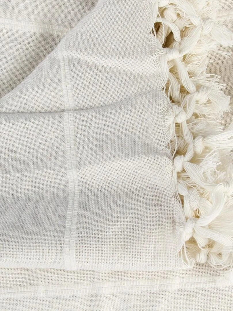 Jeté de lit 230x250 ivoire coton   Blanc