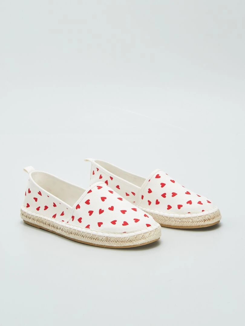 Espadrilles en toile cœurs Rouge