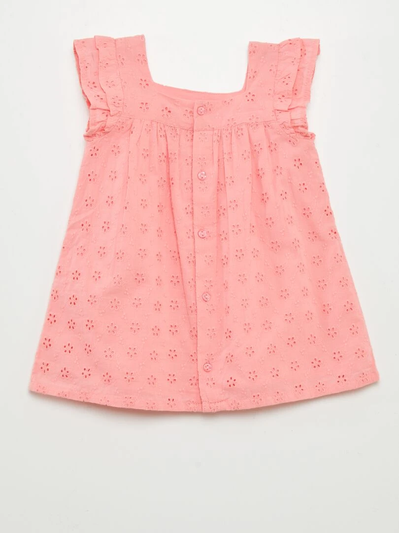 Pull sans manches en broderie anglaise   Bleu