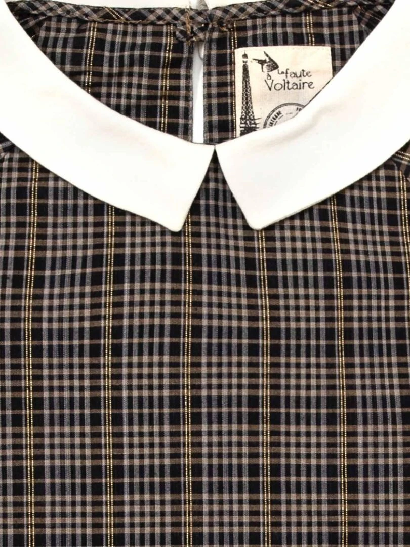 Blouse Carrx Gris Fils Lurex Or pour Fille Col CLAUDINE 'LA FAUTE A VOLTAIRE' Gris Doré Noir