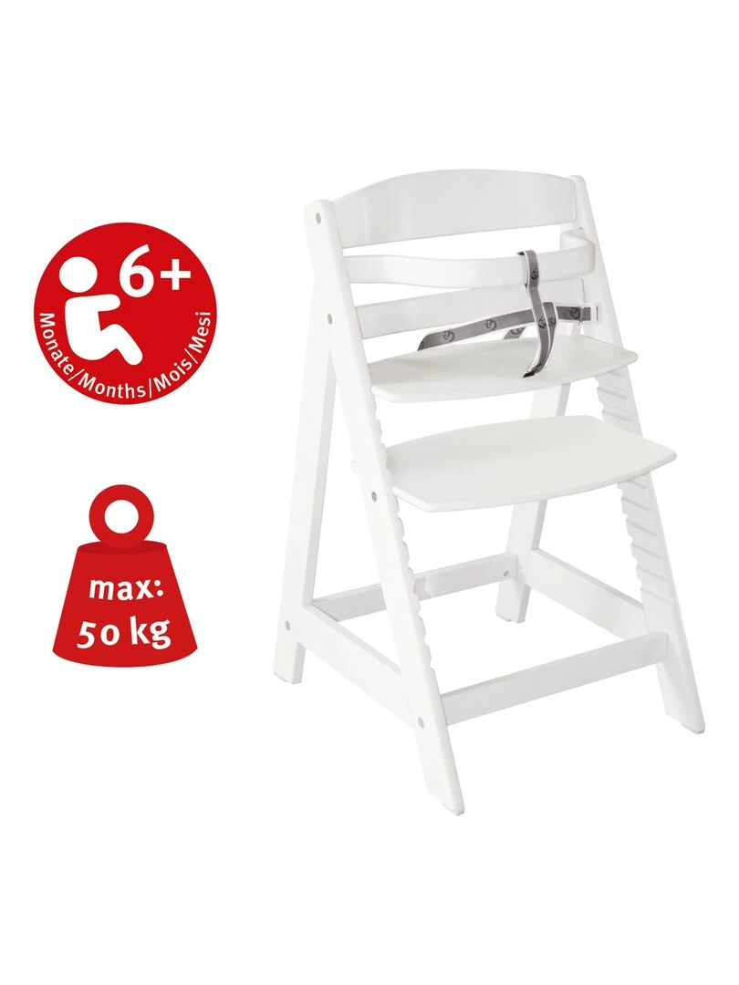 ROBA Chaise Haute Évolutive "Sit Up III"   En Bois Véritable   À Partir De 6 Mois   Blanc