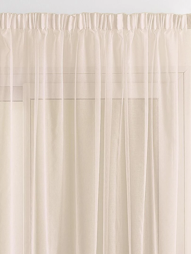 Voilage base tissée finition galon fronceur   Beige