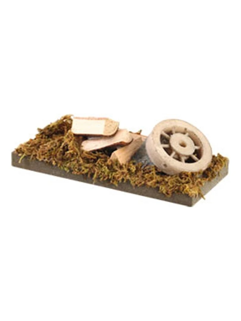 Decor creche de noel roue et bois Marron