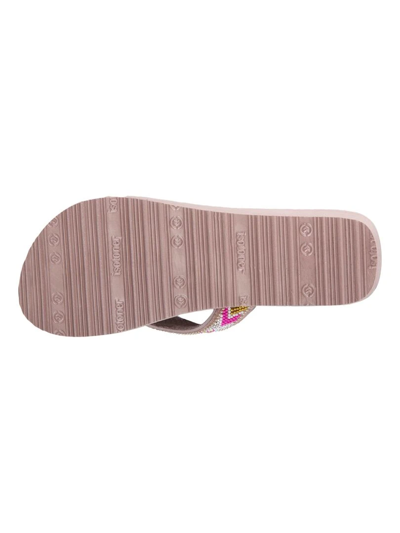 Tongs Femme perles talon Taupe   Taupe