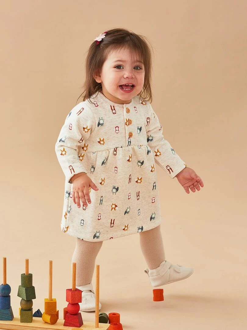 Robe à imprimé animalier en sweatoloudoux Noukie's Vert