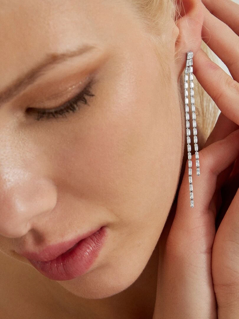 Boucles d'oreilles Taway en zircone rhodiée finition rhodiée   Multicolore