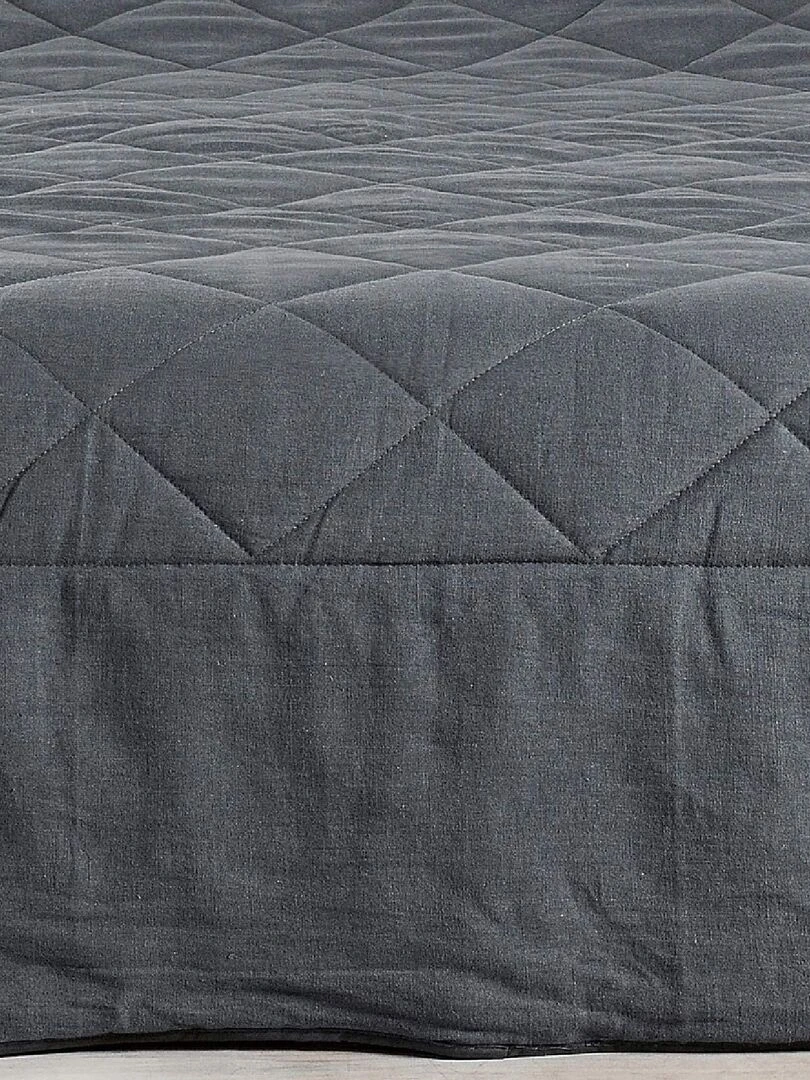 Jeté de lit en 100% lin   Gris clair