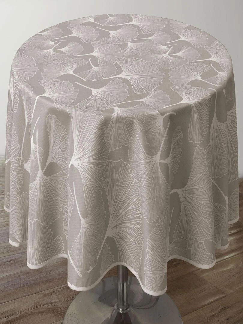 Nappe Anti taches Biloba ficelle Ronde 160 cm Beige