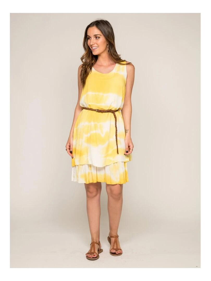 Robe courte imprimée IGNES   Jaune