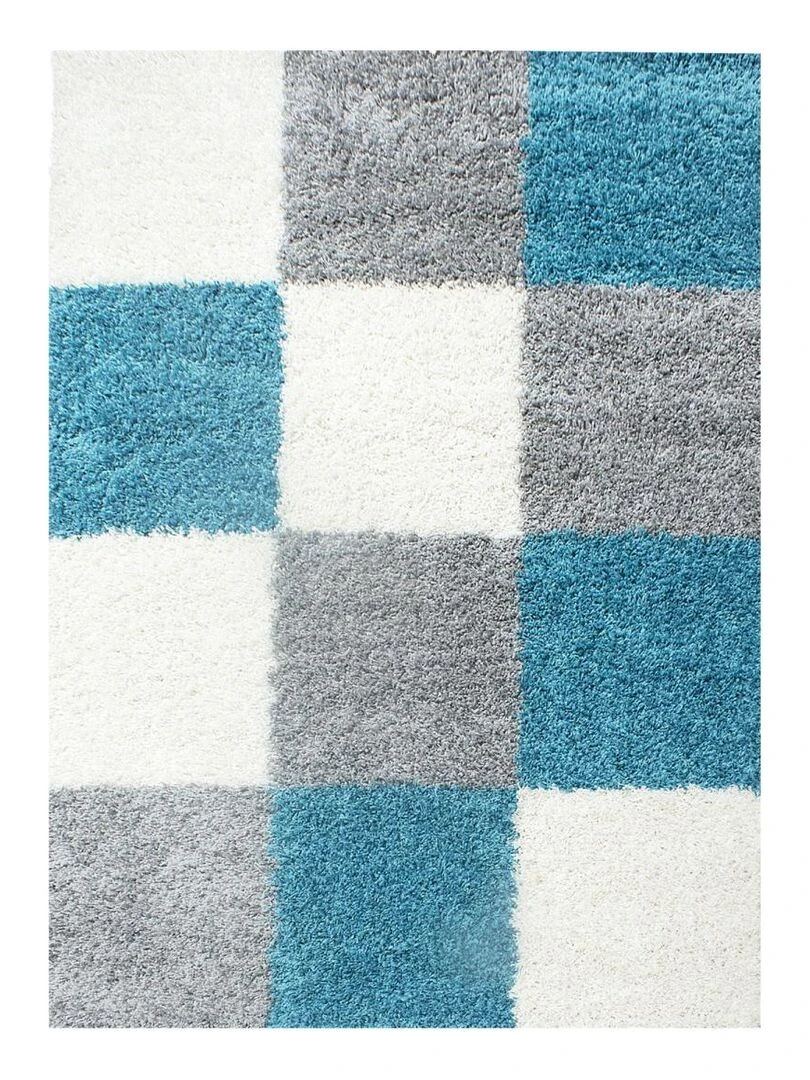 Tapis shaggy CARRÉ A OEKO TEX® Bleu