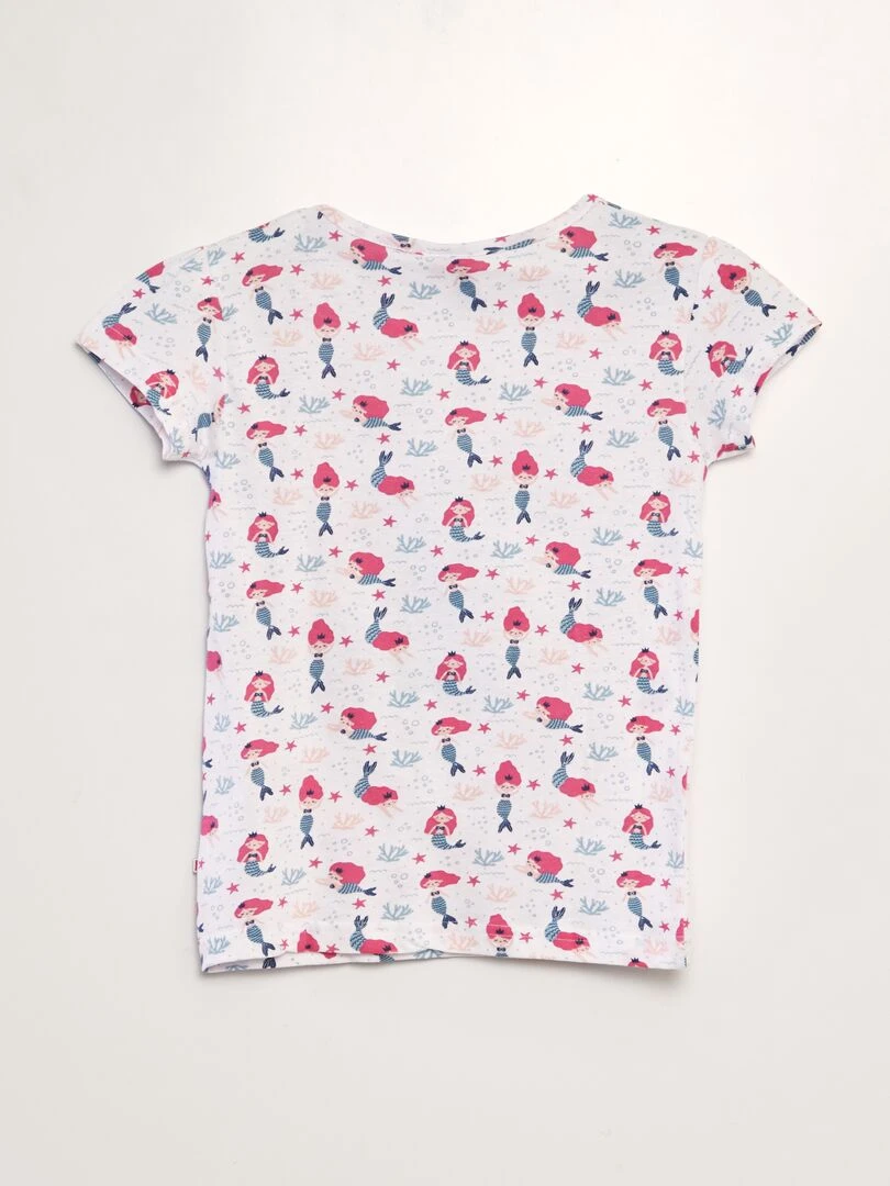 Pyjama court short + t shirt 'hippocampe'   2 pièces   Bleu