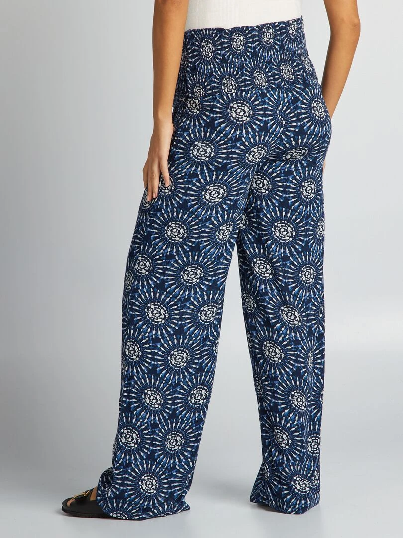 Pantalon grossesse avec base élastiquée   Bleu foncé à motifs
