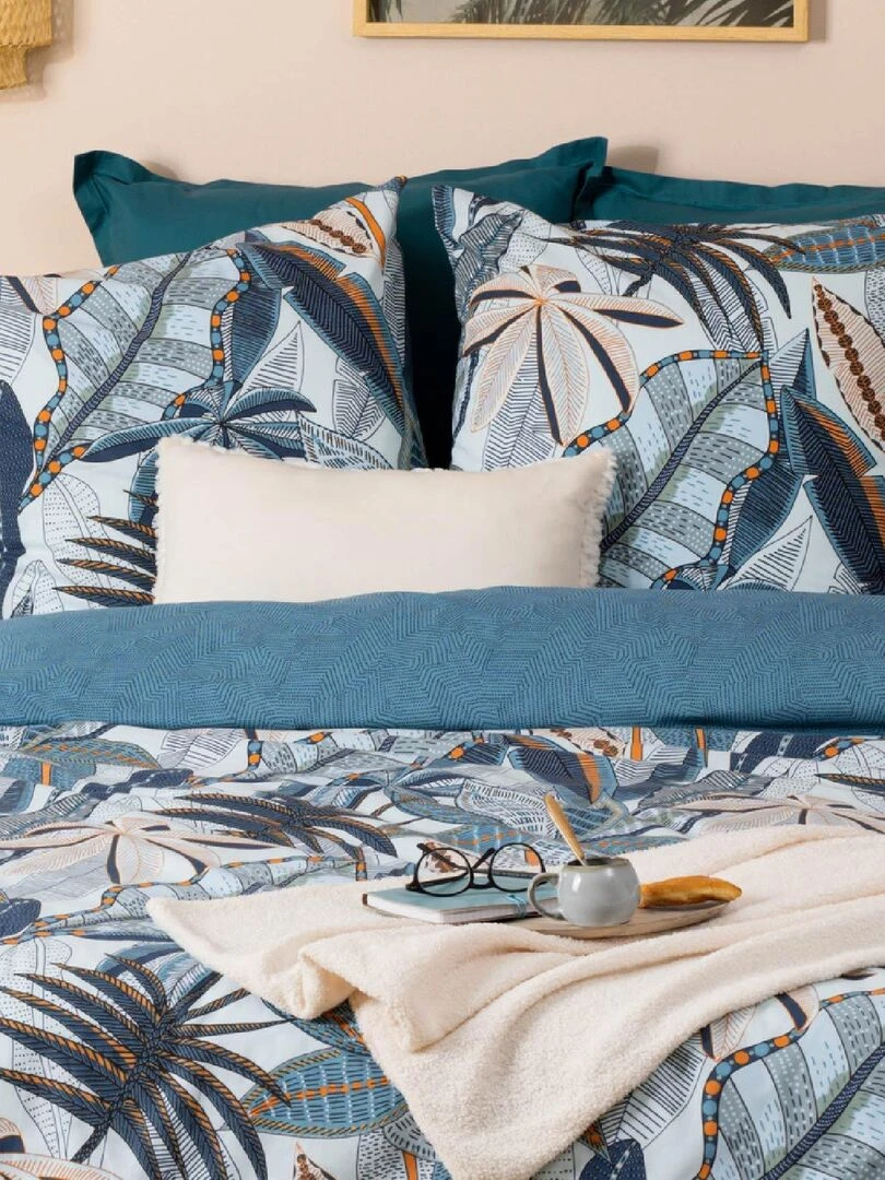 Parure de lit aux impressions bleutées   Bleu