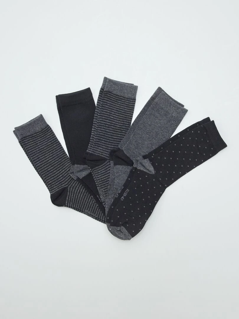 Lot de 5 paires de chaussettes fantaisies Noir