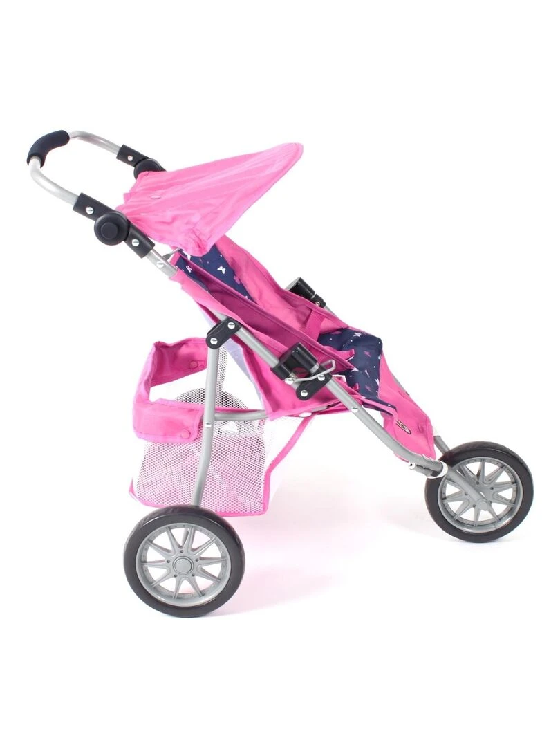 Poussette Jogger 3 roues pour poupées jumelles jean rose N/A