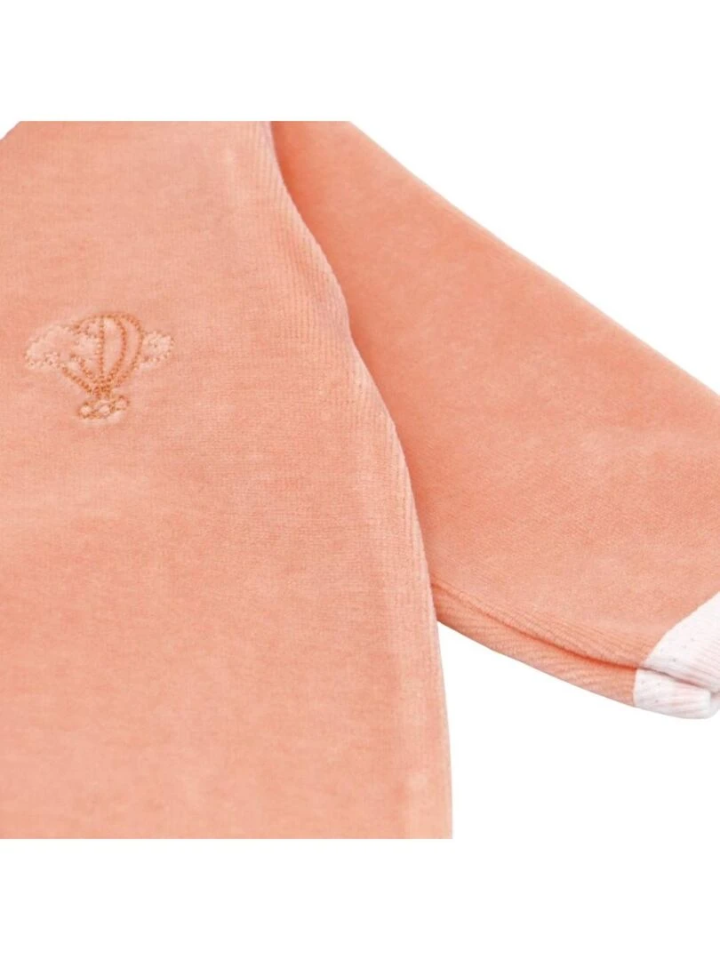 Pyjama velours   100% coton biologique   1 à 6 mois   Orange