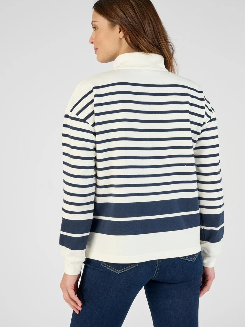 Sweat shirt esprit marinière   Happy D. by Damart   Bleu marine