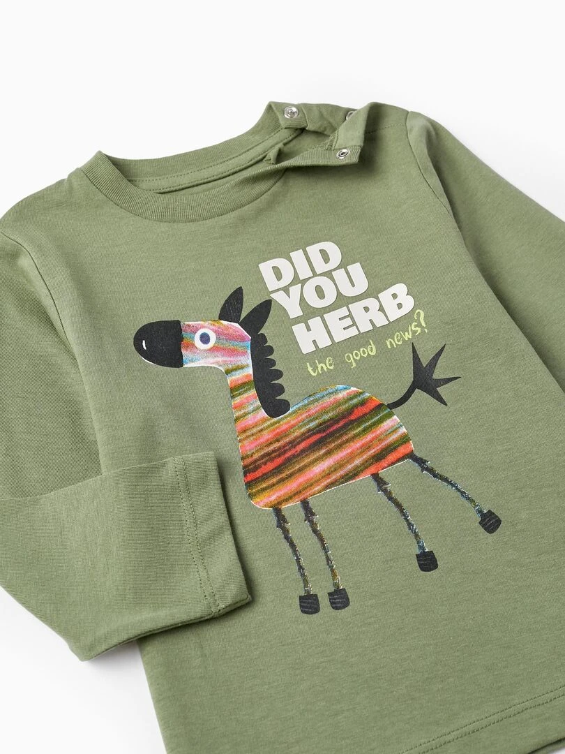 T shirt à manches longues pour bébé garçon manches longues NATURE TAKEOVER   Vert