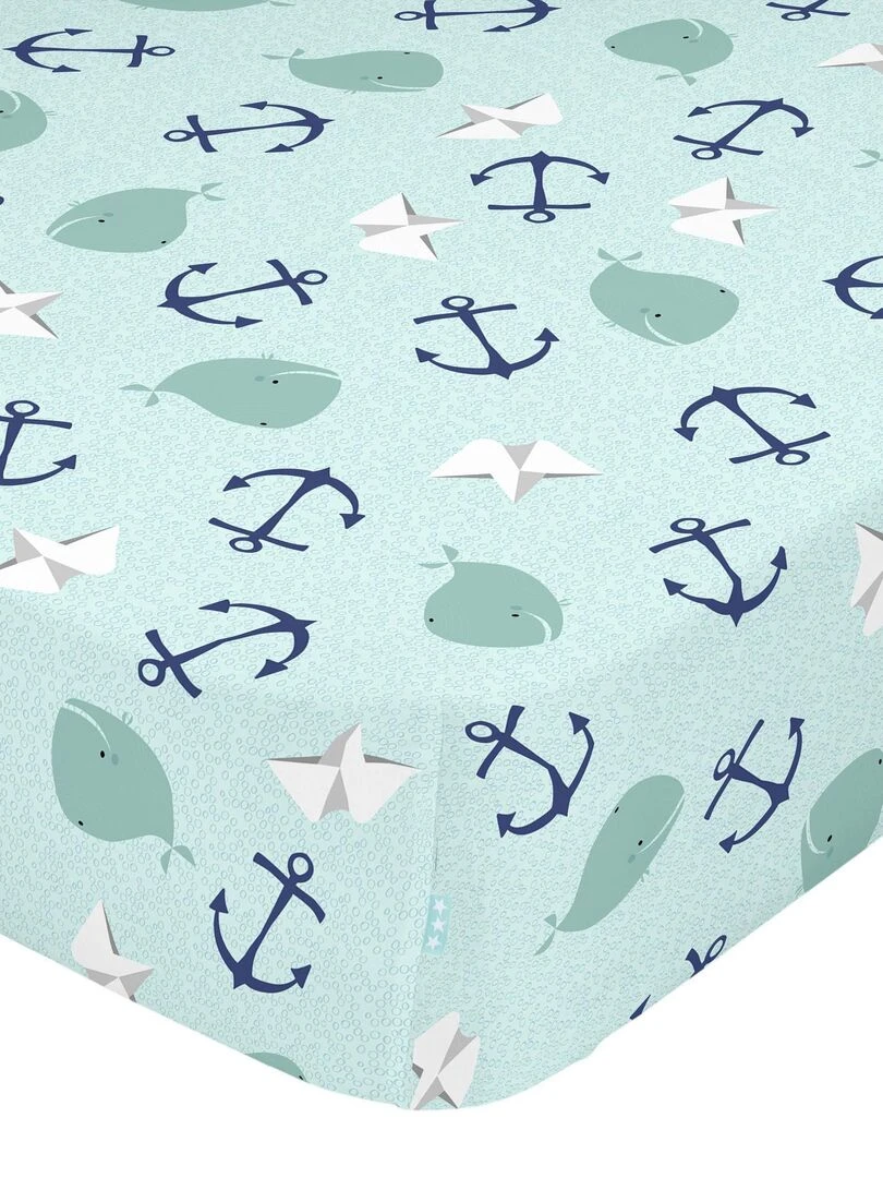 Drap housse Whale "Happyfriday" Blanc