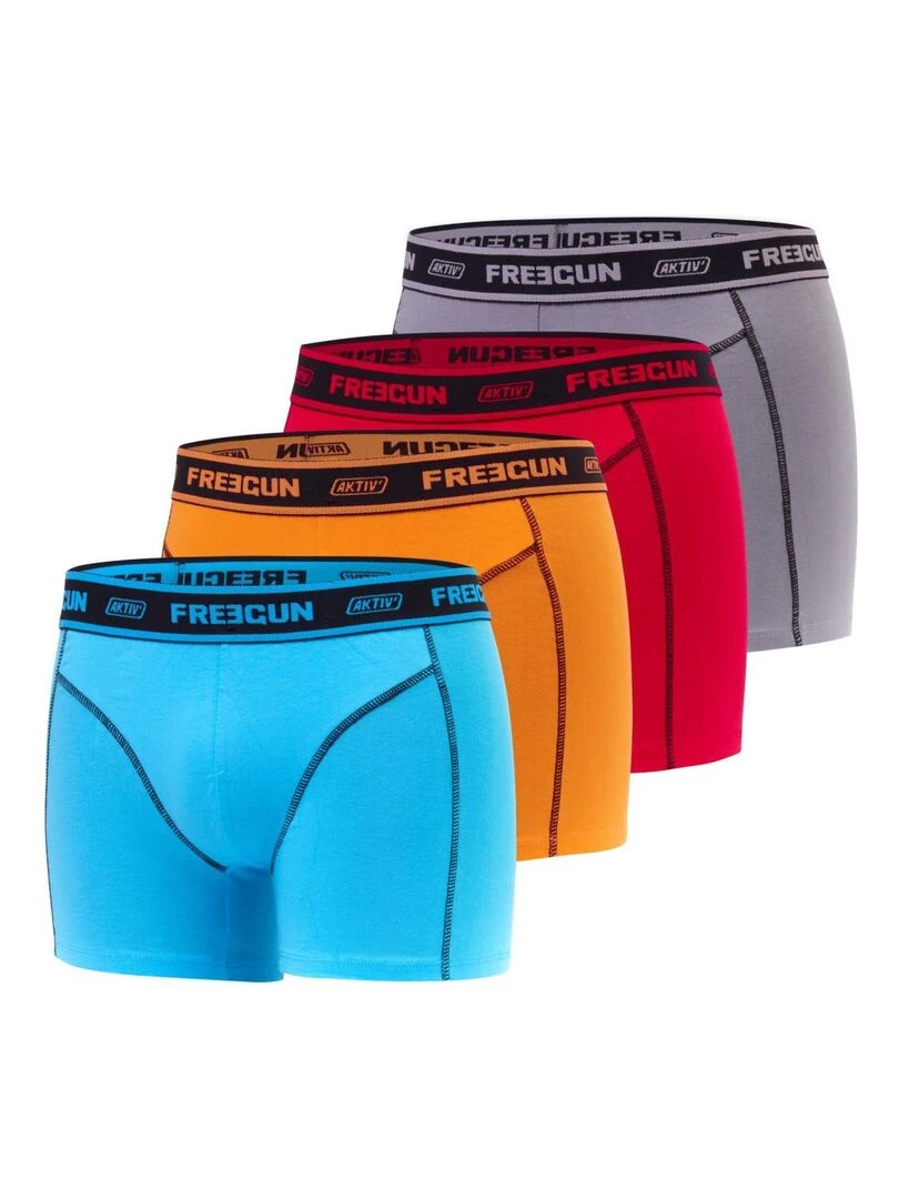 Lot de 4 boxers en coton homme Aktiv Freegun Orange