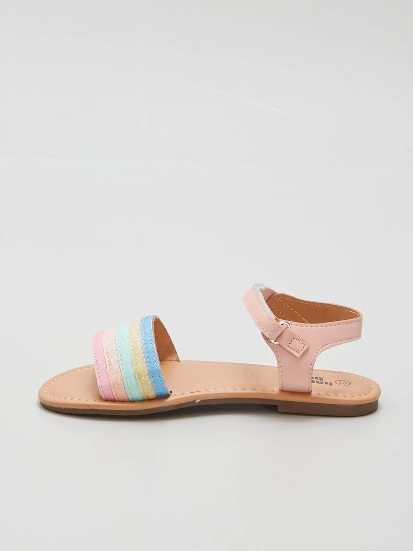 Sandales à bride arc en ciel   Rose