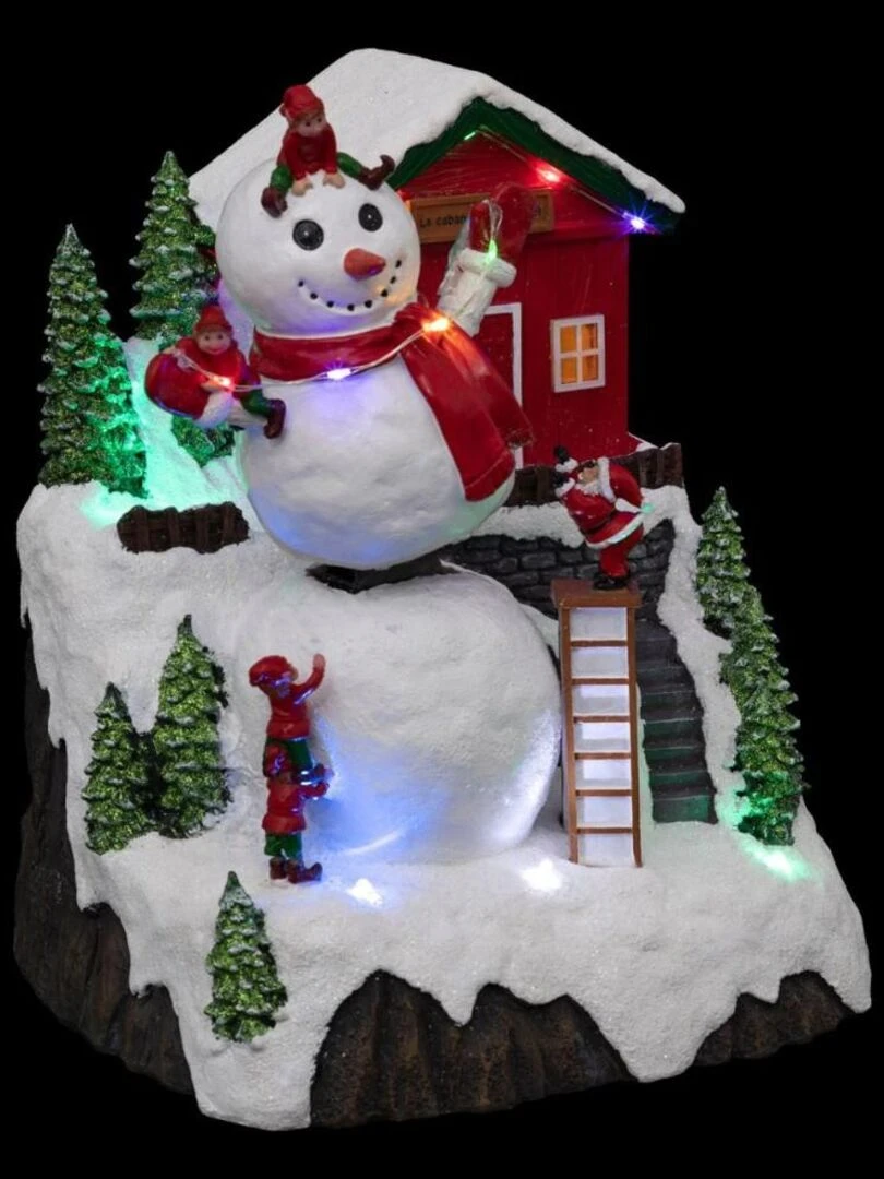 Village de Noël Bonhomme de neige 17 LED   Rouge
