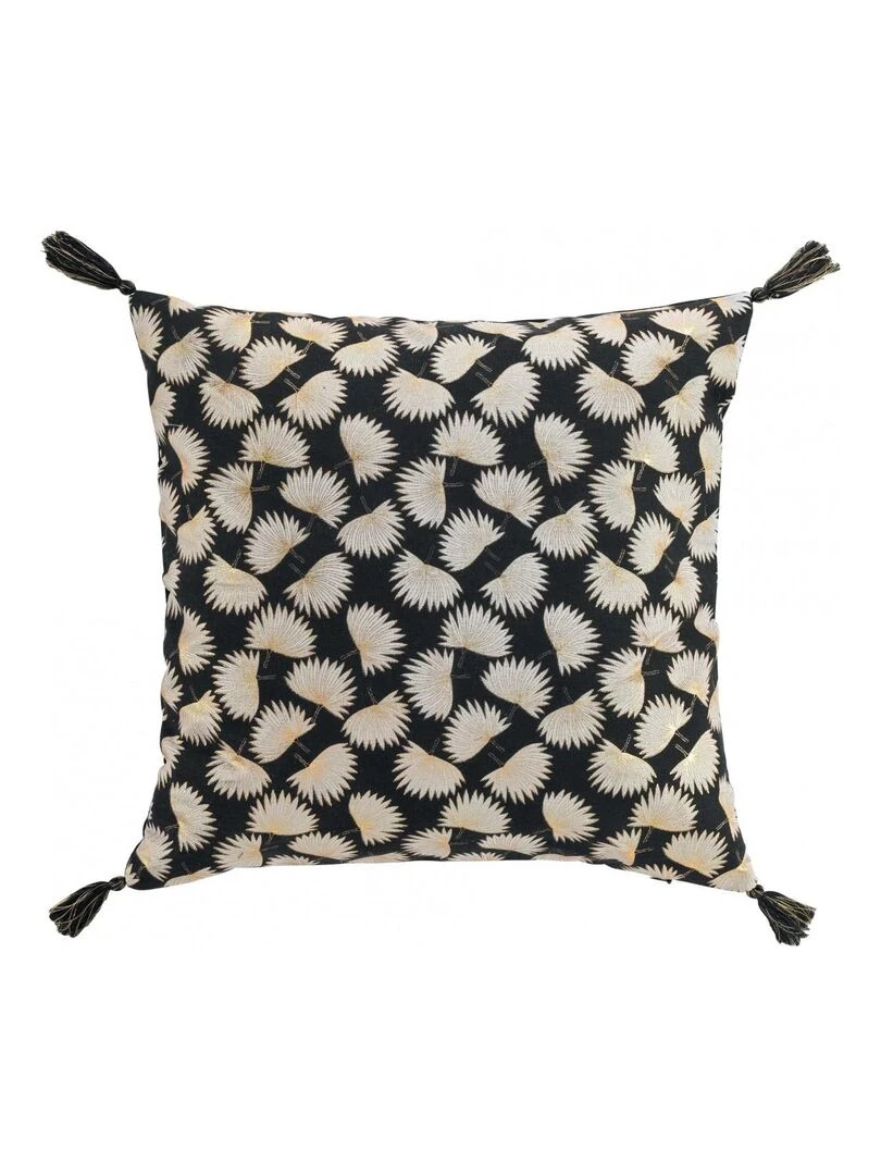 Coussin Fleurs Tosane Noir