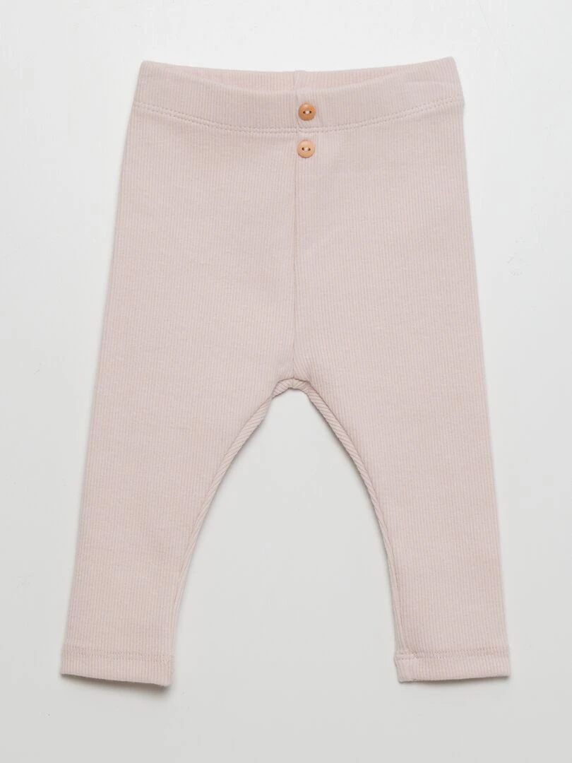 Legging uni en maille côtelée Rose