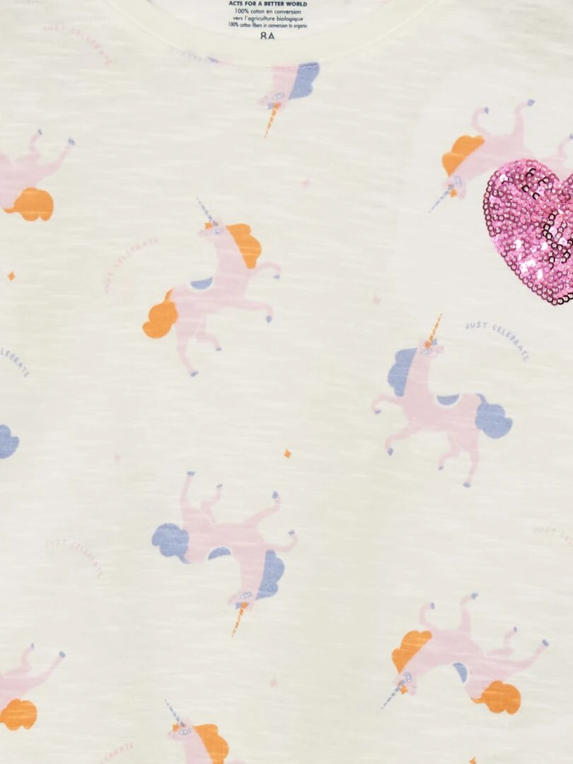Débardeur avec cœur en sequins Blanc