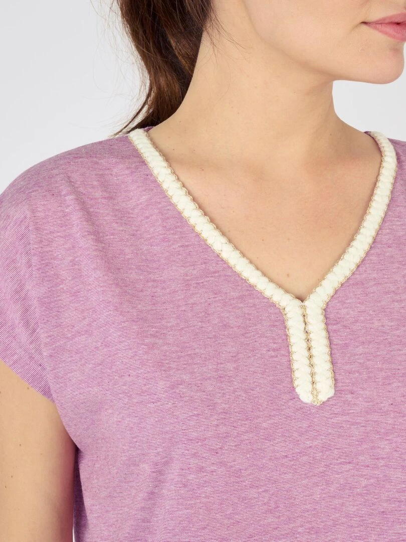 Chemise de nuit détails tressés maille jersey recyclée* Climatyl Damart Violet