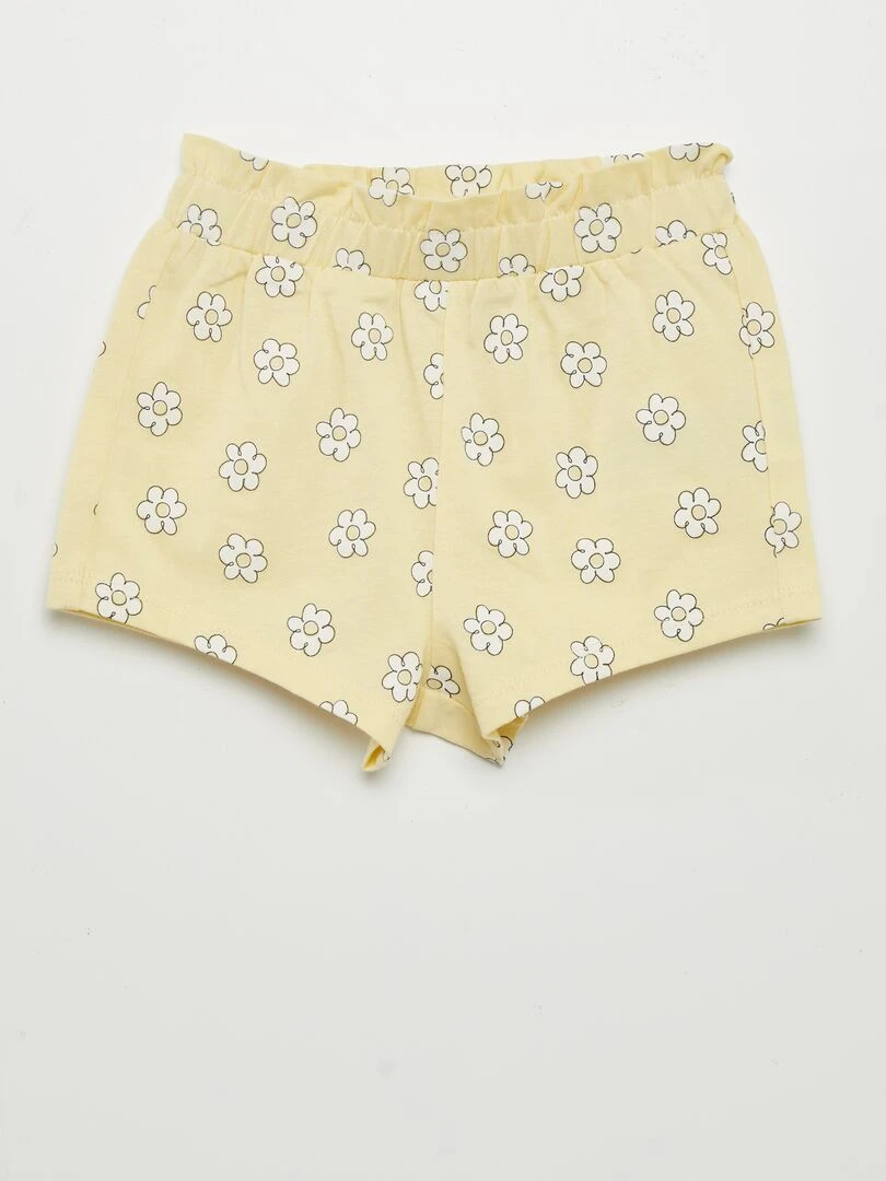 Ensemble t shirt + short imprimé   2 pièces   JAUNE