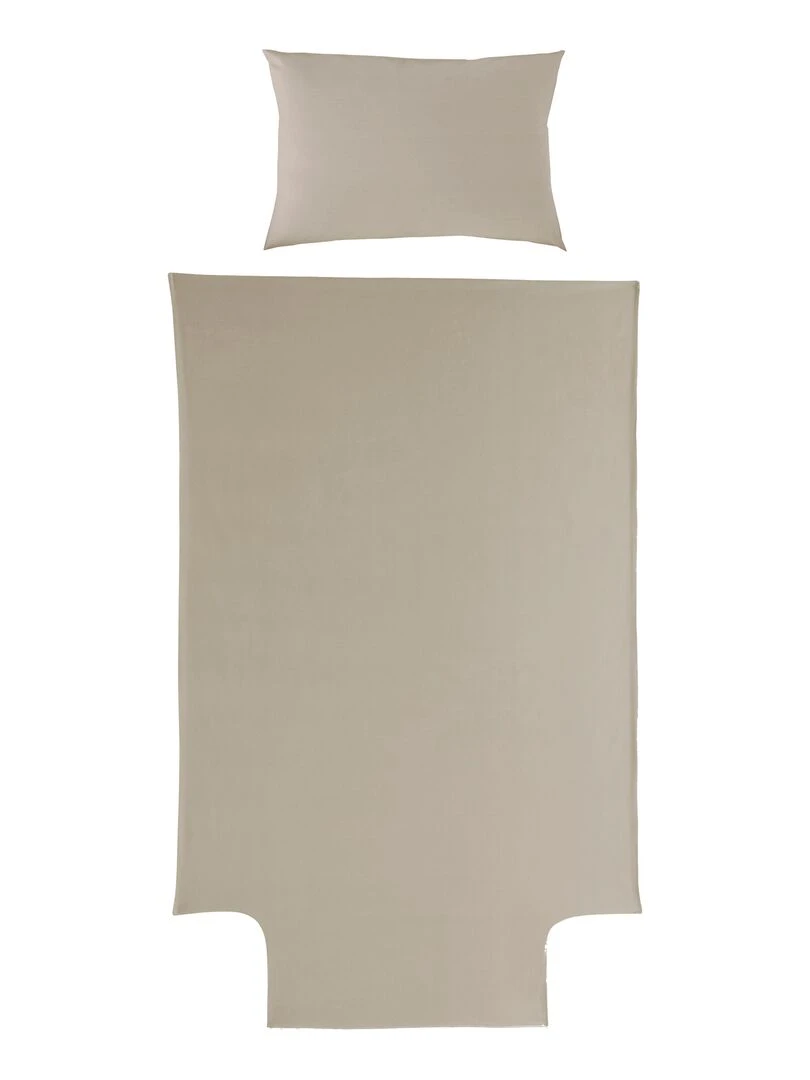 Parure de lit housse de couette 100x140 cm + taie 40x60 cm Coton Bio 'P'tit Basile' Gris taupe