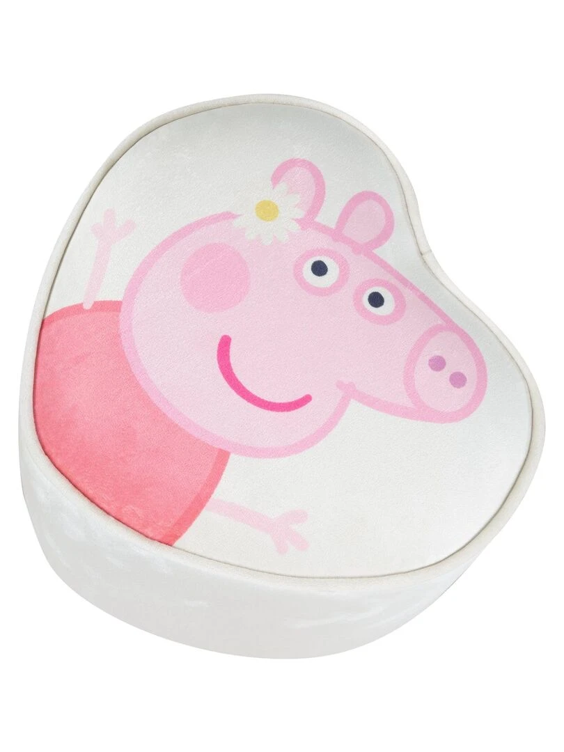 ROBA Pouf Bébé en Forme de Coeur Peppa Pig   Tabouret Enfant en Velours Doux   Beige   Motif Truie   Beige