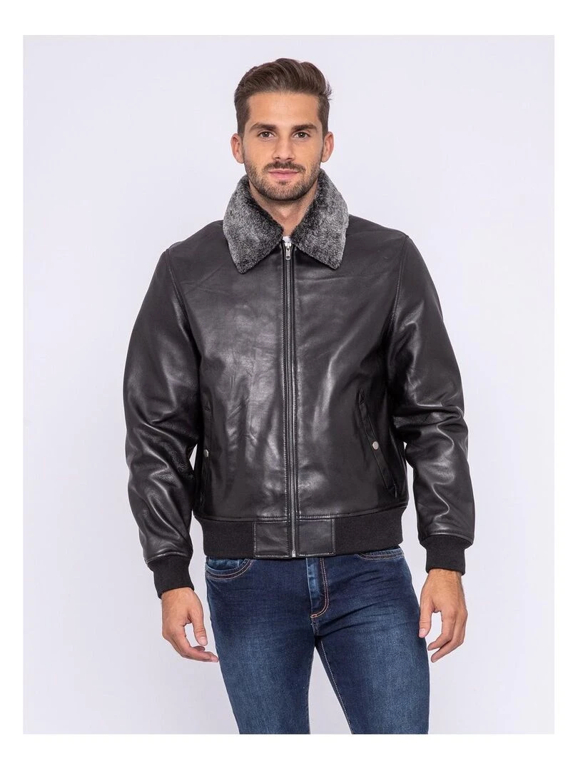 Blouson cuir pilote BANDIDAS Noir