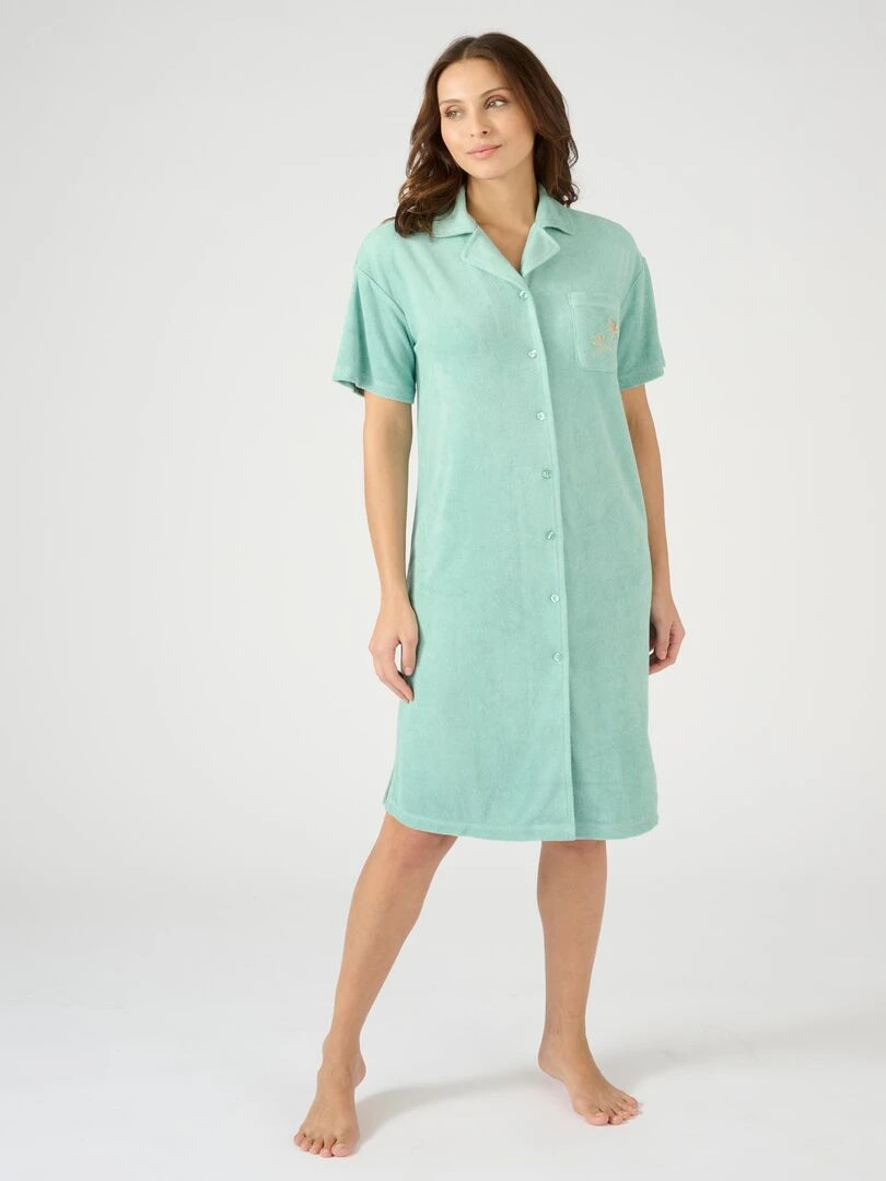 Chemise de nuit maille bouclette   Damart   Vert anis