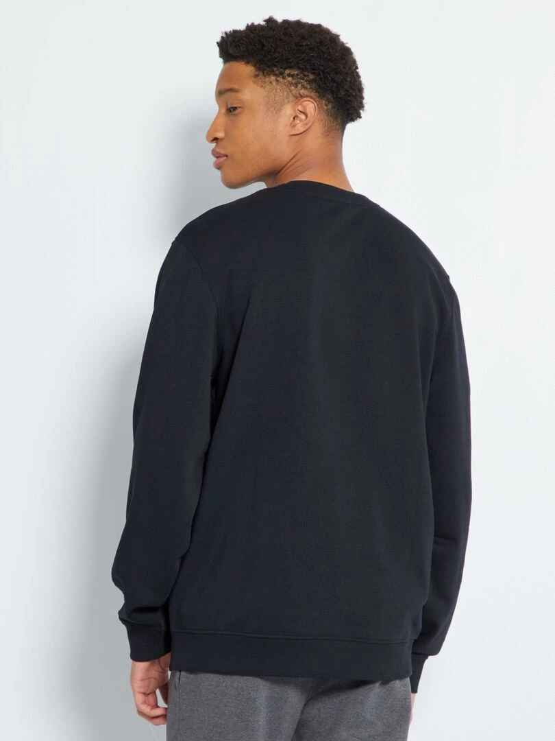 Sweat en molleton uni à col rond +1m90   noir