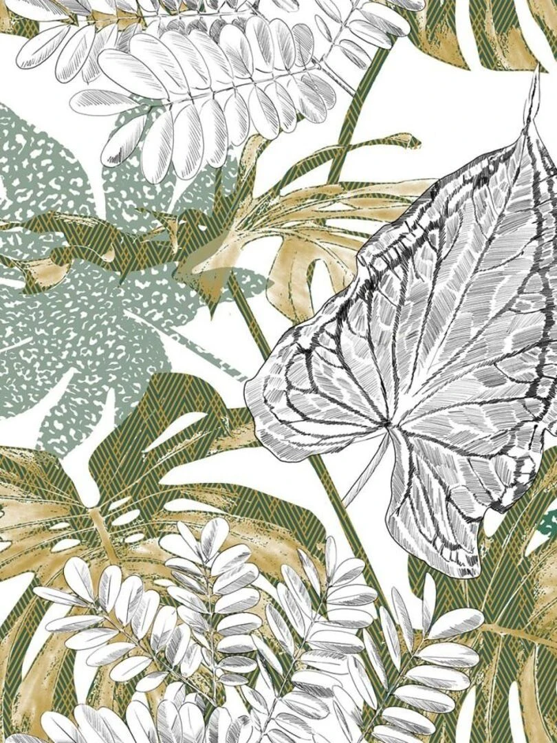 Housse de couette Monstera + taie(s) 100% coton 57 fils Blanc