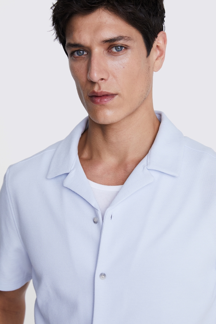 Off White Linen Blend Knitted Cuban Collar Shirt   Buy Online at Moss