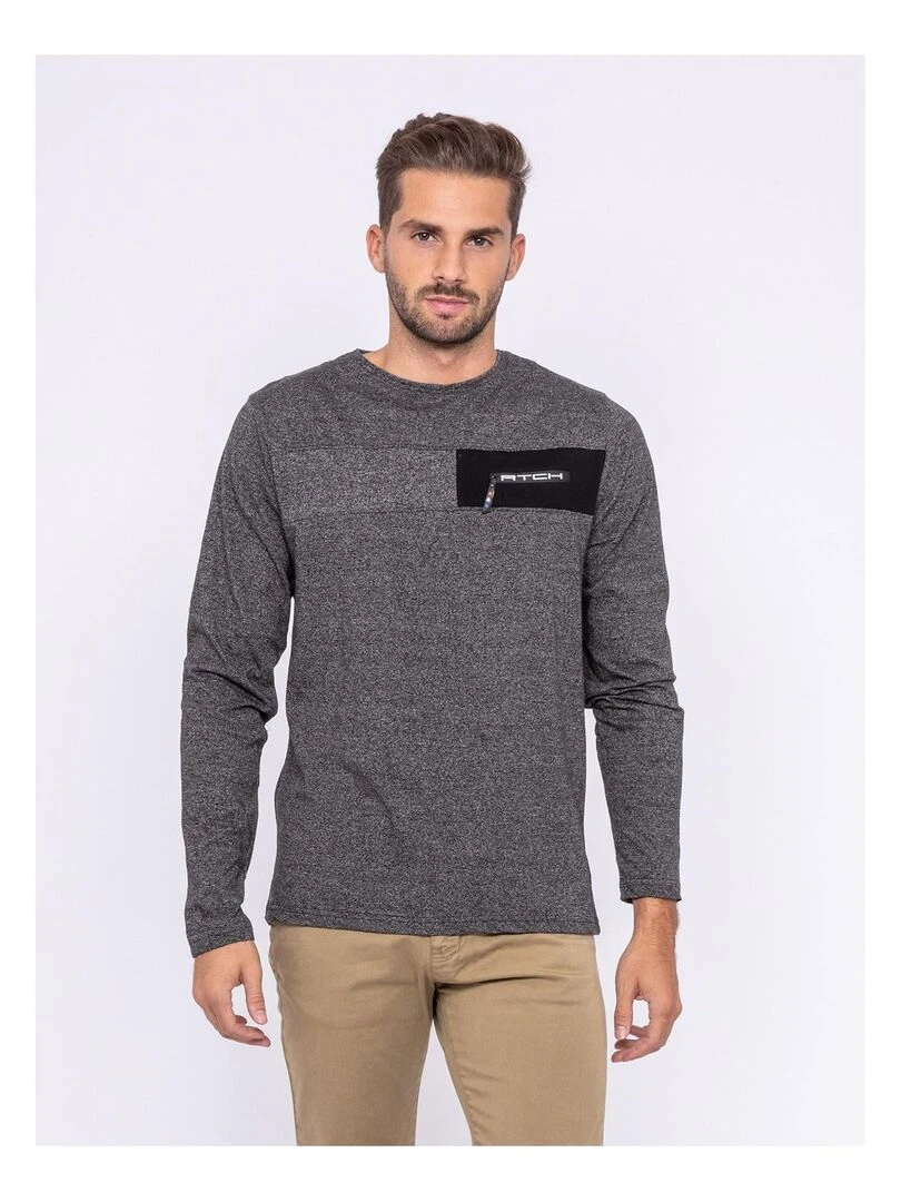 T shirt manches longues col rond JEDREY Noir