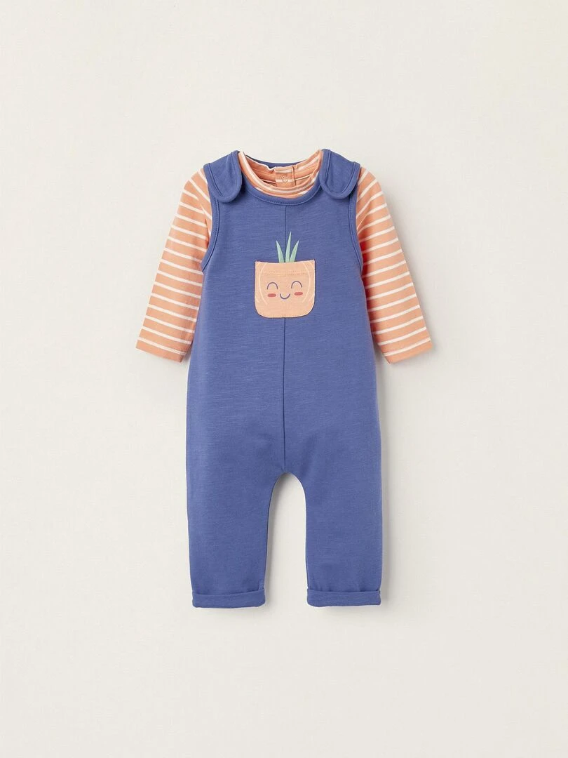 Combinaison + Body en coton pour nouveau né NATURE TAKEOVER Bleu