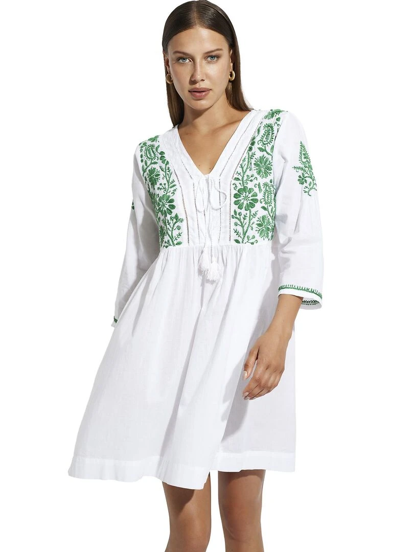 Robe estivale manches trois quarts Daiquiri Vert