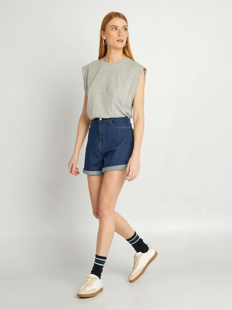 T shirt uni sans manches Gris