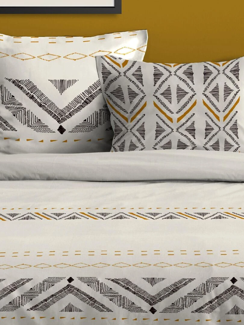 Parure de lit au style ethnique et graphique Beige clair