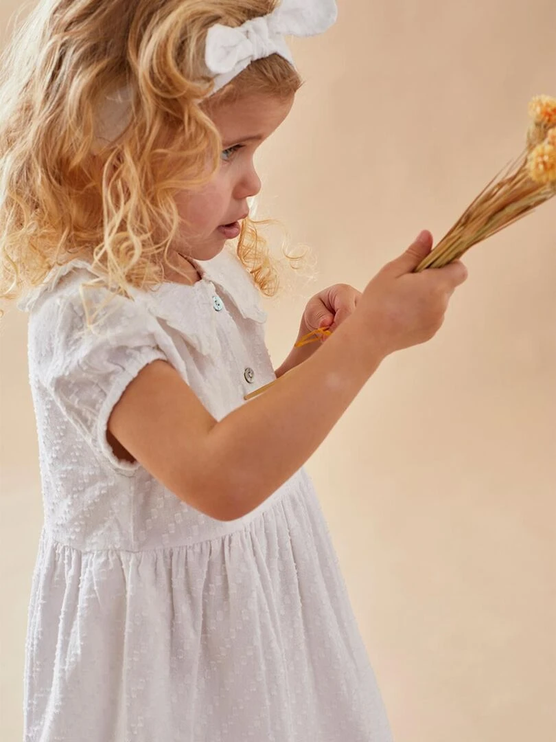Set cérémonie robe + bloomer + bandeau Noukie's Blanc