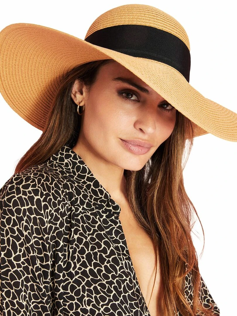 Chapeau de plage avec ruban Complementos Beige