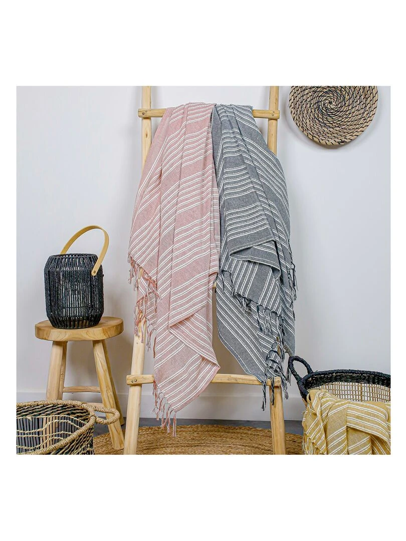 fouta imprimé rayures 'DESERT CHIK' 'TODAY' Rouge