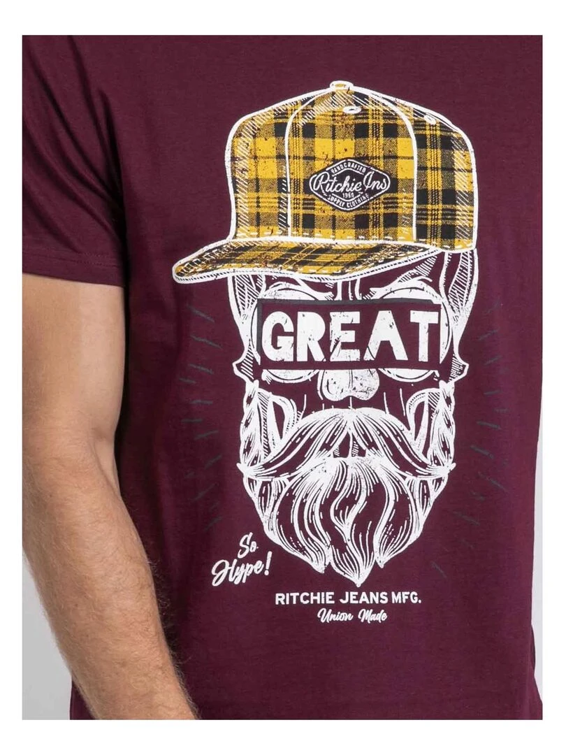 T shirt col rond pur coton JAMYTH   Violet